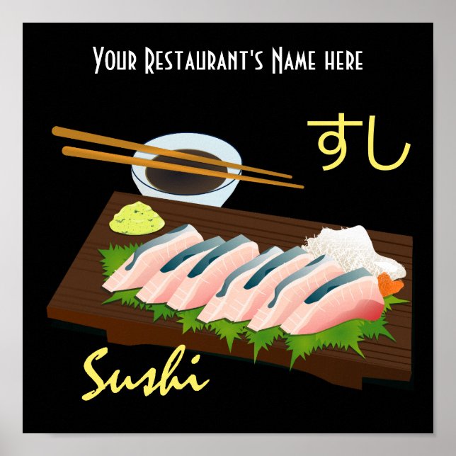 Japanese Meal Sushi Black Poster (Front)