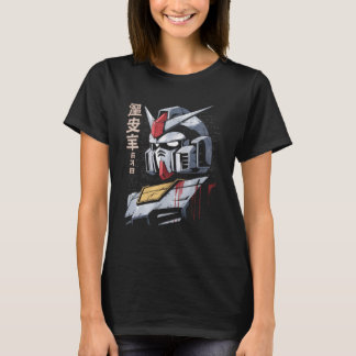 Japanese Mecha Robot Head Blueprint Sketch Art T-Shirt