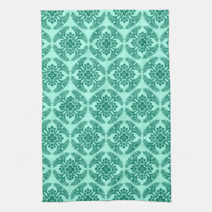Japanese Medallion Pattern, Aqua and Turquoise  Ki Kitchen Towel