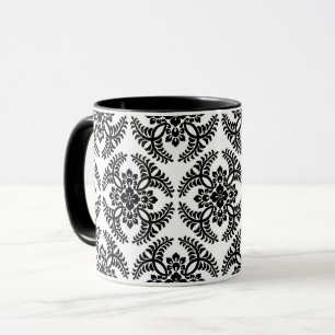 Japanese Medallion Pattern, Black and White  Mug