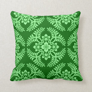 Japanese Medallion Pattern, Dark Jade Green Throw Pillow