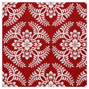 Japanese Medallion Pattern, Deep Red and White Fabric