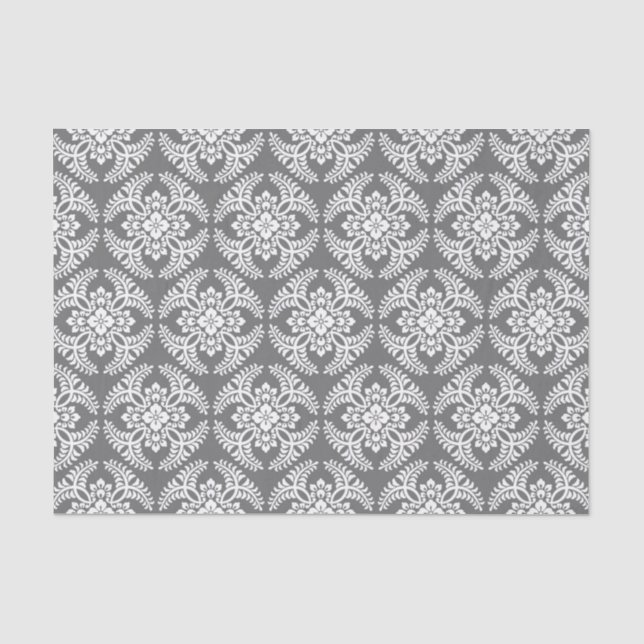 Japanese Medallion Pattern, Grey / Grey & White Tissue Paper (Front)