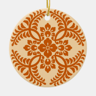 Japanese Medallion Pattern, Mandarin Orange  Ceramic Ornament