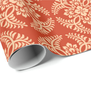 Japanese Medallion Pattern, Mandarin Orange Wrapping Paper