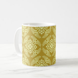 Japanese Medallion Pattern, Mustard Yellow Coffee Mug