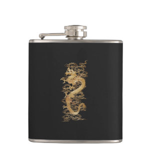 Japanese Meiji Gold Dragon Hip Flask