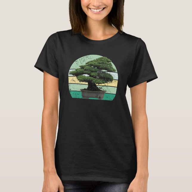 Japanese Men And Women Sunset Japan Retro Bonsai T T-Shirt (Front)