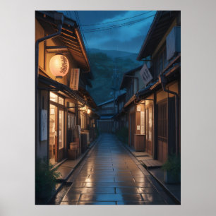 Japanese Misty Rain Street Art Poster