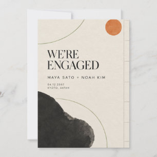 Japanese Modern Sumi Engagement Invitation