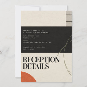 Japanese Modern Sumi Wedding Reception Invitation