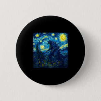 Japanese Monster Kaiju Van Gogh Starry Night  2 Inch Round Button