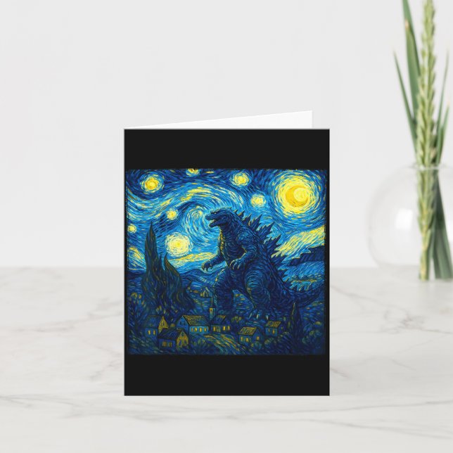 Japanese Monster Kaiju Van Gogh Starry Night  Card (Front)