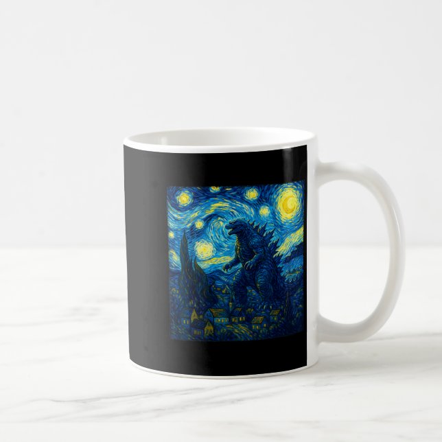 Japanese Monster Kaiju Van Gogh Starry Night  Coffee Mug (Right)