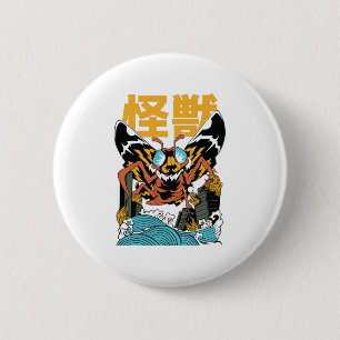 Japanese monster moth kaiju 2 inch round button