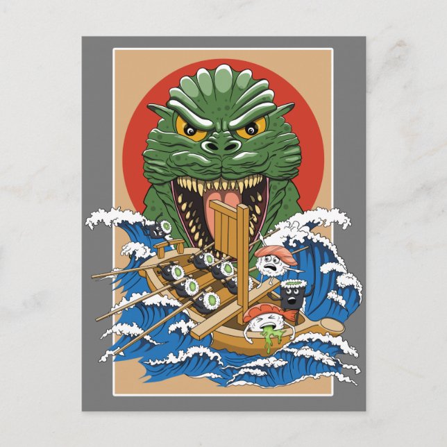 Japanese Monster Sushi Lover Postcard (Front)