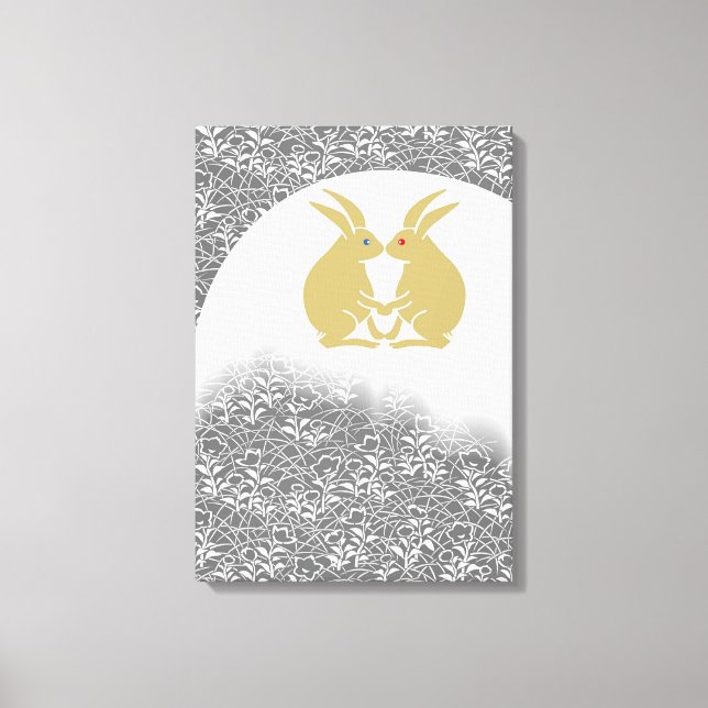 Japanese Moon & Rabbits Canvas Print (Front)