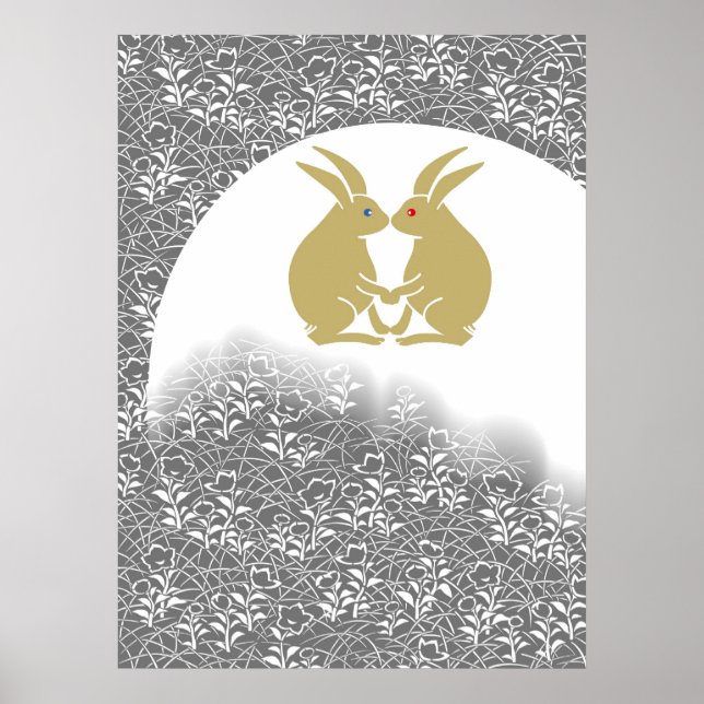 japanese moon & rabbits poster (Front)