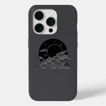Japanese Moon Wave Minimalist Black White iPhone C