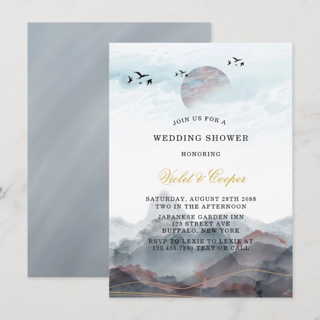 Japanese Mountain Wedding Shower Invitation (Front/Back)