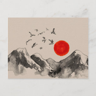 Japanese Mountains Serenity Landscape Postcard