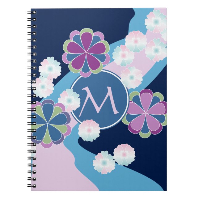 Japanese Nagarekiku Chrysanthemum River Floral Notebook (Front)