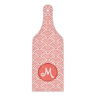 Japanese Nami Wave Pattern and Monogram Cutting Board