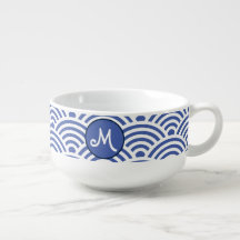Japanese Nami Wave Pattern with Monogram