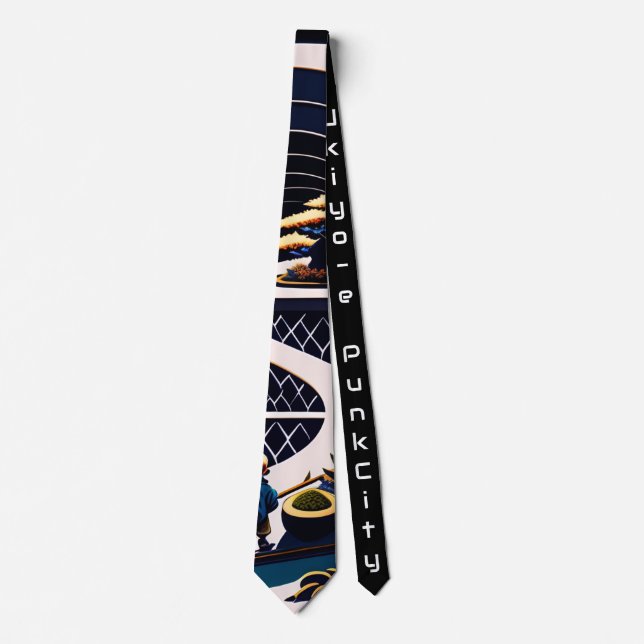 japanese necktie vintage retoro 【浮世絵パンクシティ】 ネクタイ (Front)