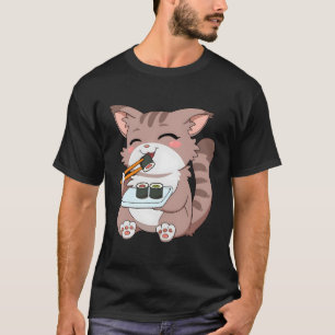 Japanese Nigiri Sashimi Sushi Anime Cat T-Shirt