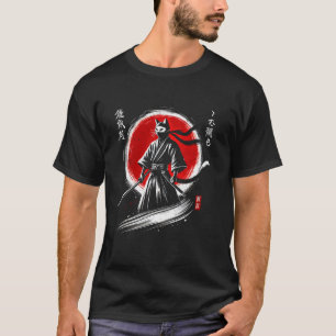Japanese Ninja Cat Samurai Japan Warrior Mom Dad K T-Shirt
