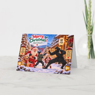 Japanese Ninja Christmas Card with Santa and Kids