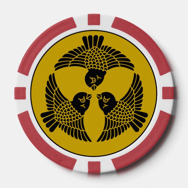 Japanese Noble Three Sparrow Crest Poker Chips (Front)