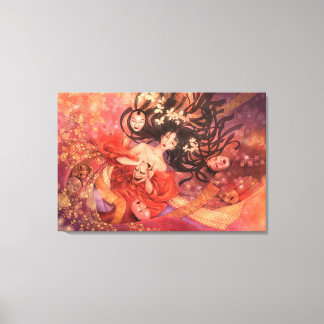 Japanese Noh Mask Fantasy Art Canvas Print