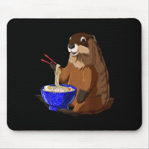 Japanese Noodles Kawaii Ramen Bowl Funny Groundhog Mouse Pad