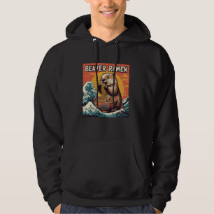 Japanese Noodles Wave Sunset Art Wildlife Beaver R Hoodie