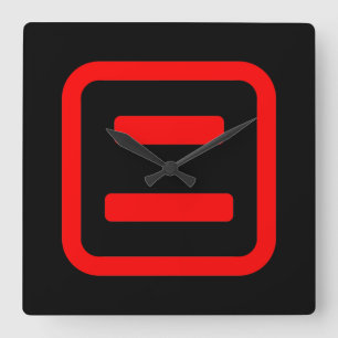 Japanese Number Two 二 【Ni】 Kanji Square Wall Clock