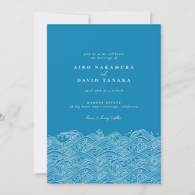 Japanese Ocean Waves Beach Wedding Invitation (Front)