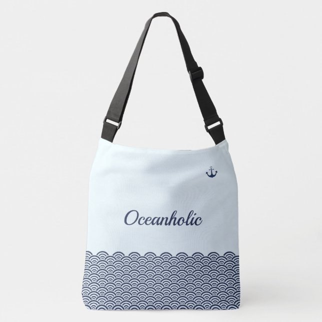 Japanese ocean waves patterned crossbody bag (Front)