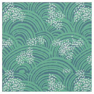 Japanese oceanic waves contemporary abstract fabric