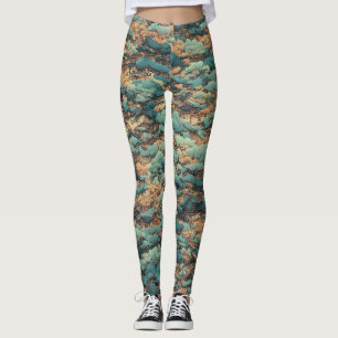 Japanese oil painting leggings