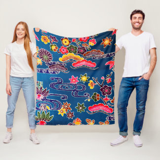 Japanese Okinawan Dye (Bingata) Fleece Blanket