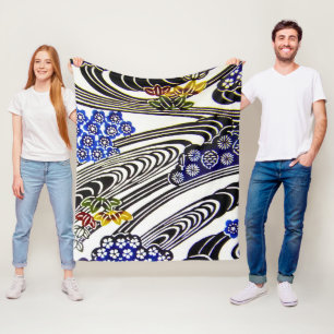 Japanese Okinawan Dye (Bingata) Fleece Blanket