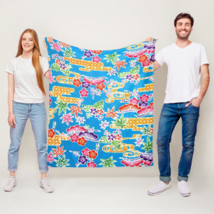 Japanese Okinawan Dye (Bingata) Fleece Blanket