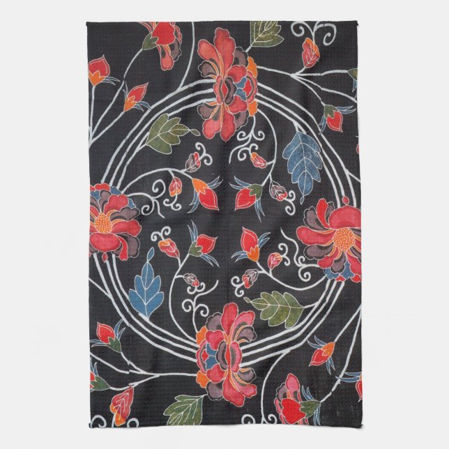 Japanese Okinawan Dye (Bingata) Kitchen Towel (Vertical)