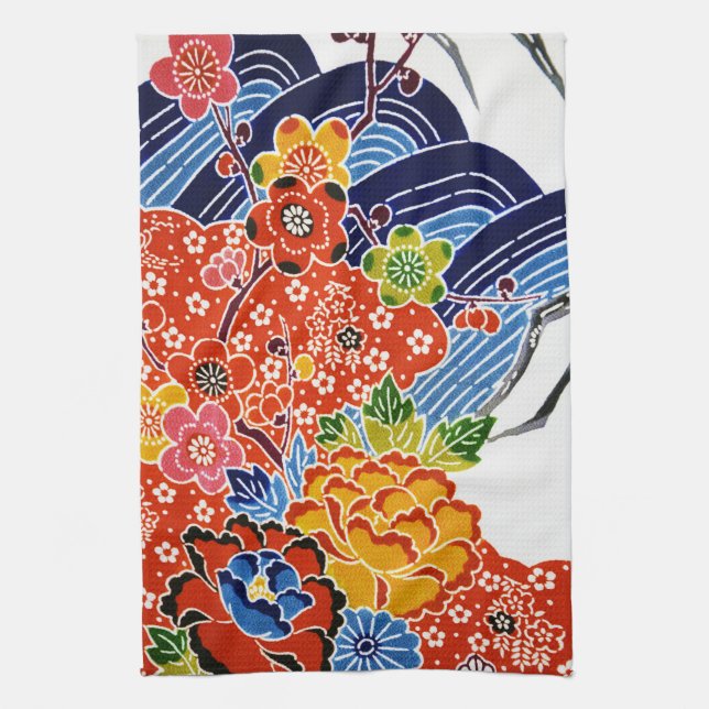 Japanese Okinawan Dye (Bingata) Kitchen Towel (Vertical)