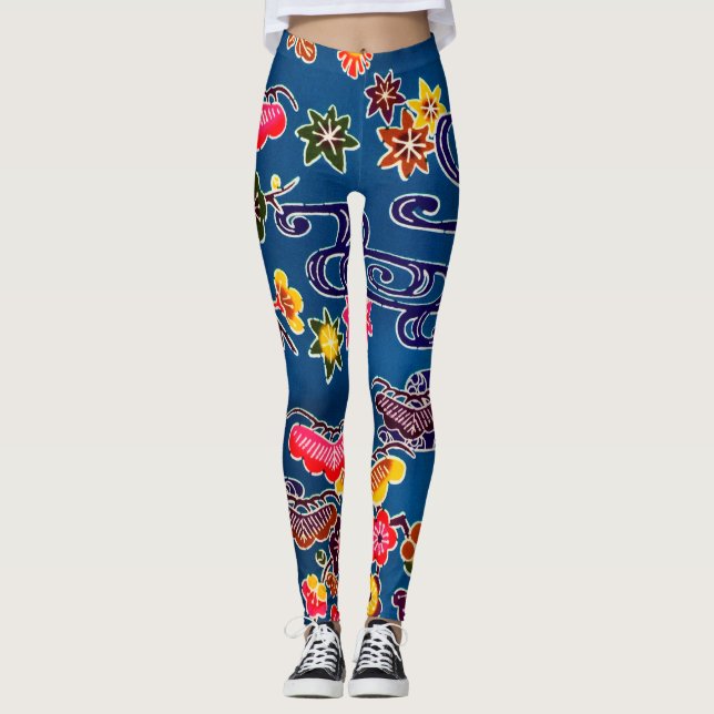 Japanese Okinawan Dye (Bingata) Leggings (Front)