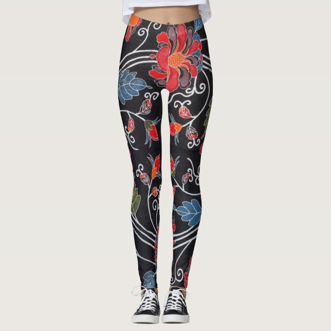 Japanese Okinawan Dye (Bingata) Leggings (Front)