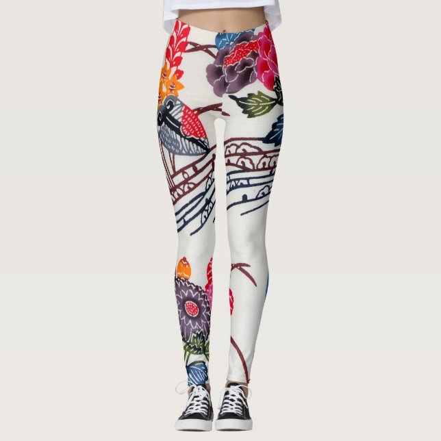 Japanese Okinawan Dye (Bingata) Leggings (Front)