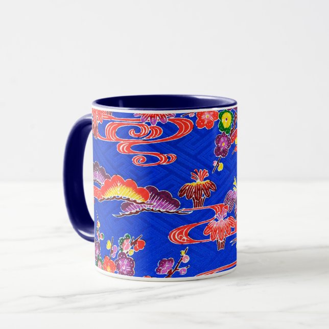 Japanese Okinawan Dye (Bingata) Mug (Front Left)